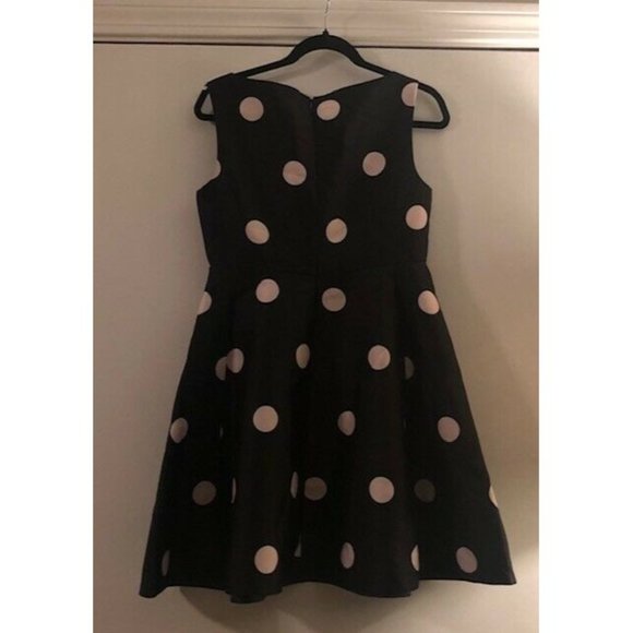 NWT $448 KATE SPADE SPOTLIGHT V NECK BLACK & PINK POLKA DOT DRESS US SIZE 4 - Picture 5 of 7